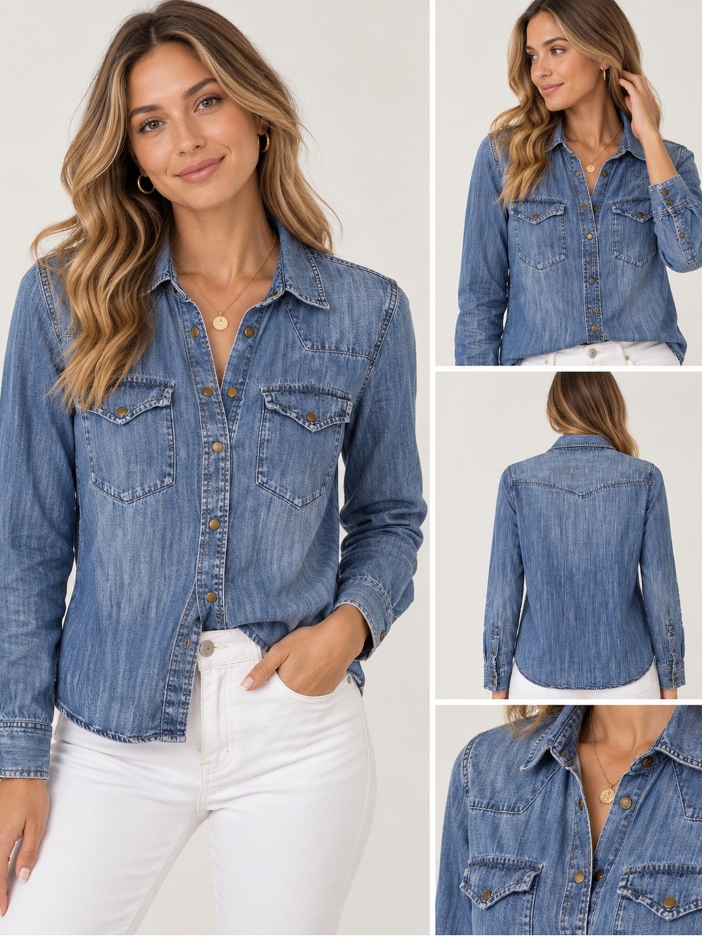 Madewell Women's Blue Denim Button-Up Shirt X-SMALL